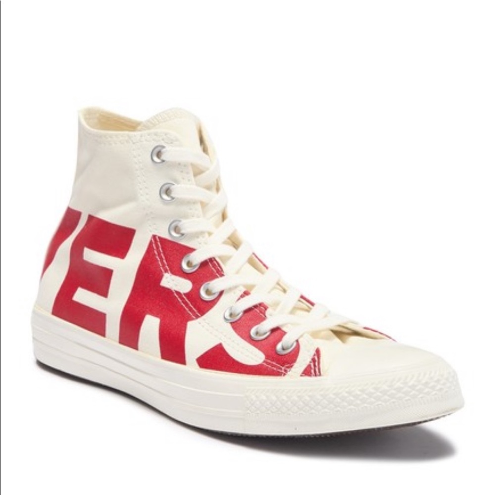 Red and white converse